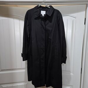 H&M Women's Black Nylon Trench Coat Size L NWOT